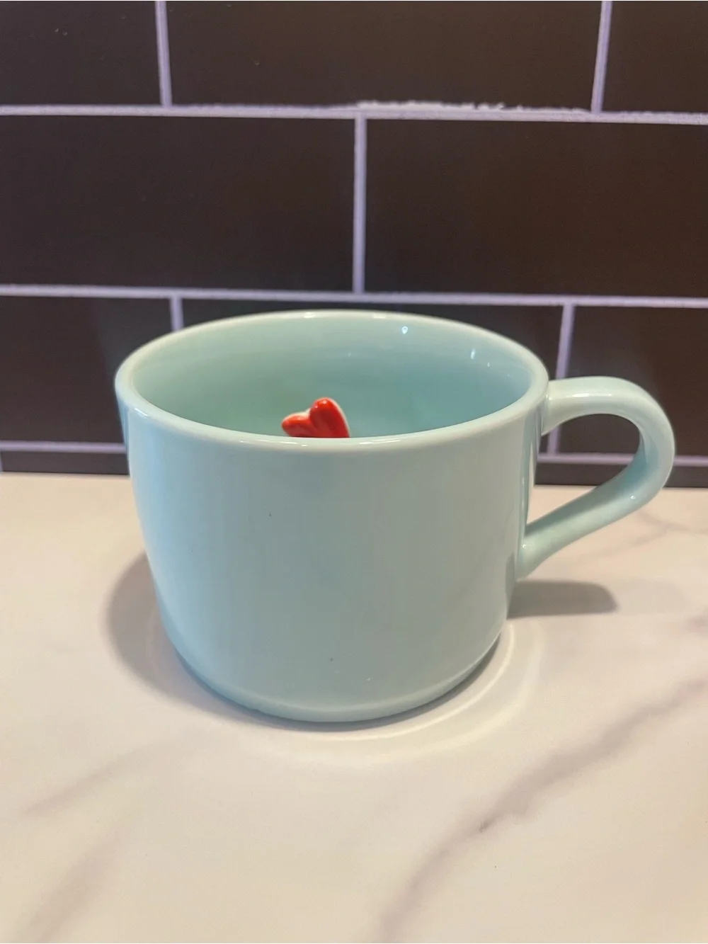 3D Animal Ceramic Vintage Novelty Coffee Cup Mint Green with Red Accent #0218